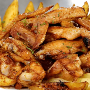 Среда| Запечённые крылышки с картофелем